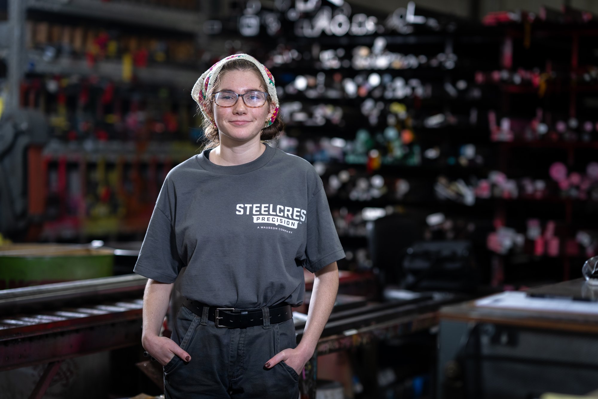 Steelcrest Precision machinist in the manufacturing shop Steelcrest Precision machinist in the manufacturing shop